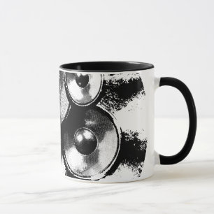 Lautsprecher mit Schwarzweiß-Musik Tasse