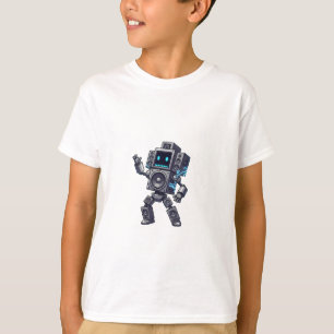 Lautsprecher-Roboter Retro-Pixel-Kinder T-Shirt