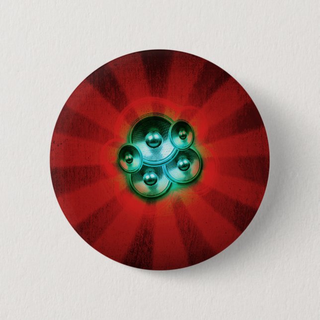 Lautsprecher und roter Sonnenaufgang Button (Vorderseite)