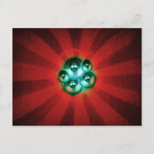 Lautsprecher und roter Sonnenaufgang Postkarte