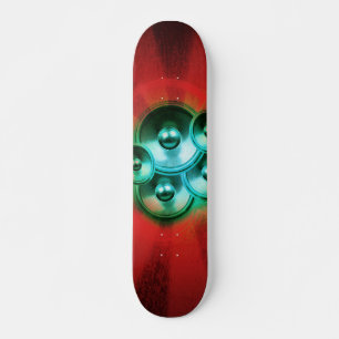 Lautsprecher und roter Sonnenaufgang Skateboard