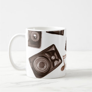 Lautsprecher von Aquarellmusik Sepia Muster Kaffeetasse
