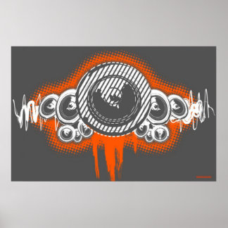 Lautsprecher Waves Music Poster DJ Disc Jockey Gra