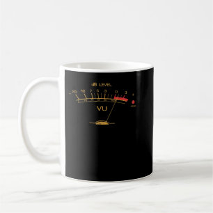 Lautstärke-VU-Meter Vintage-Audiotechniker Aufnahm Kaffeetasse