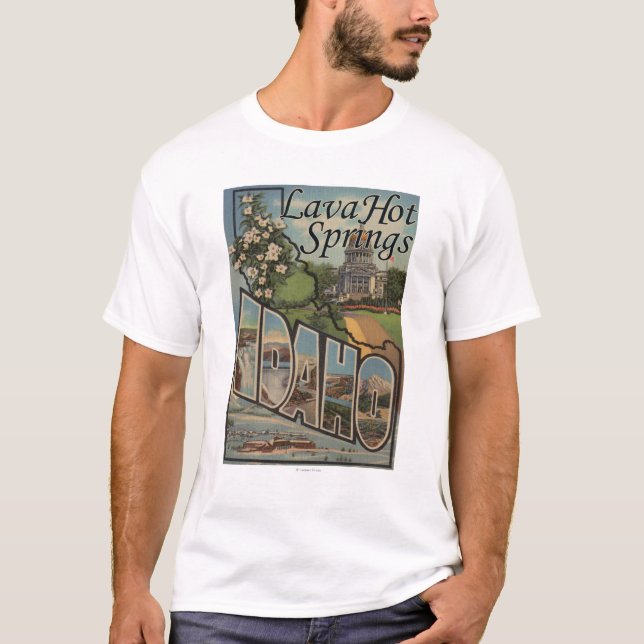 Lava-heiße Quellen, Idaho - große Buchstabe-Szenen T-Shirt (Vorderseite)