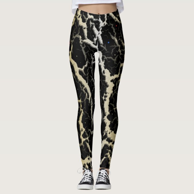 Lava im Crackraum - weiß/Gold Leggings (Vorderseite)