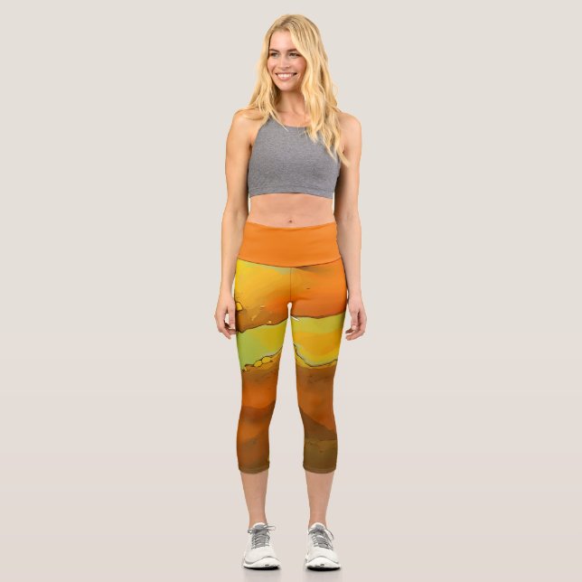 Lava Lamp, Orange und Yellows Capri Leggings (Vorderseite)