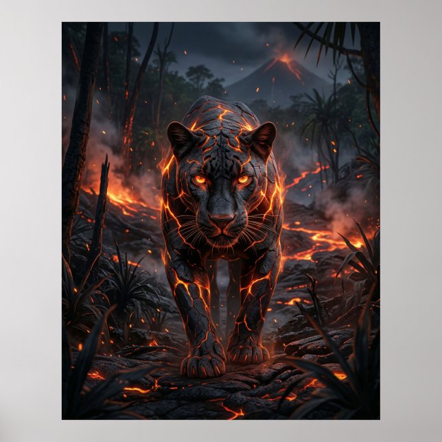 Lava Panther Vulkan Dschungel Poster (Vorne)