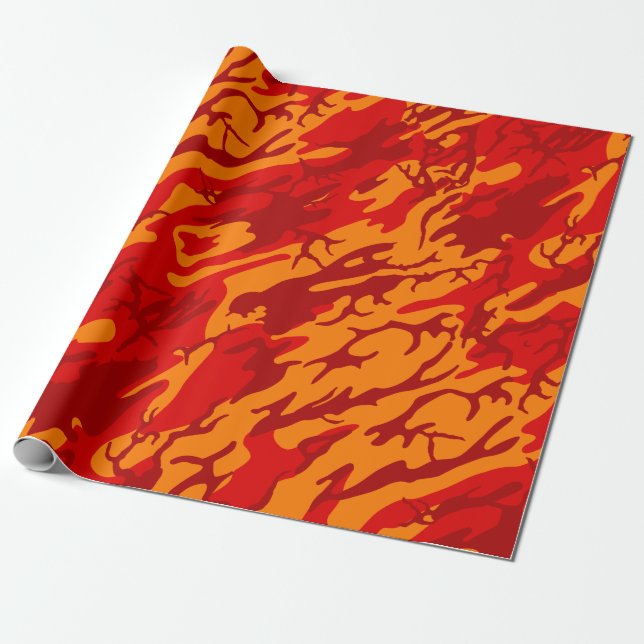 Lava Red Camouflage Geschenkpapier (Ungerollt)