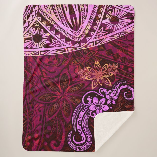 Lava Red Splash of Tie Dye Samoan tribal dress 553 Sherpadecke (Vorderseite)