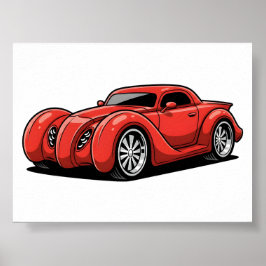Lava-Roter Spiral-Hotrod-Toon Poster