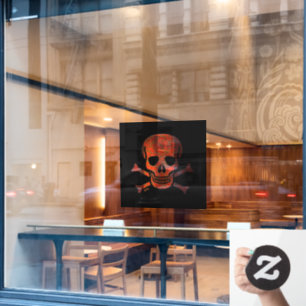 Lava Skull schwarz sq lg Fensterklemme Vorderstock Fensteraufkleber