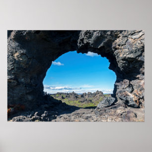 Lavafenster bei Dimmuborgir, Gebiet Myvatn - Islan Poster