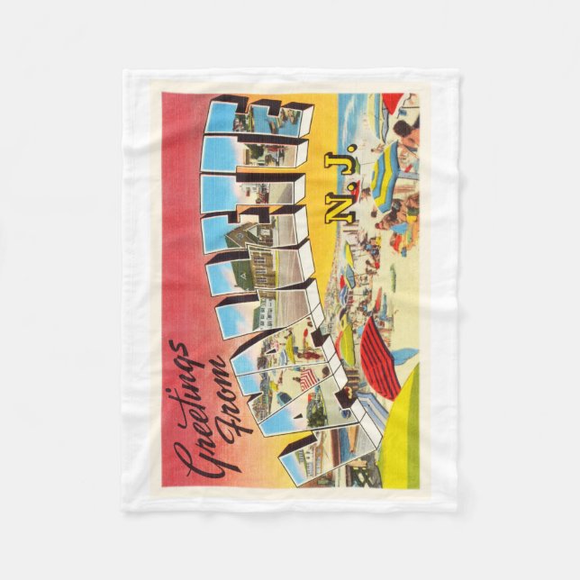 Lavallette New-Jersey NJ Vintage Reise-Postkarte Fleecedecke (Vorderseite)