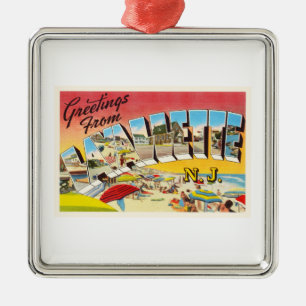 Lavallette New-Jersey NJ Vintage Reise-Postkarte Silbernes Ornament