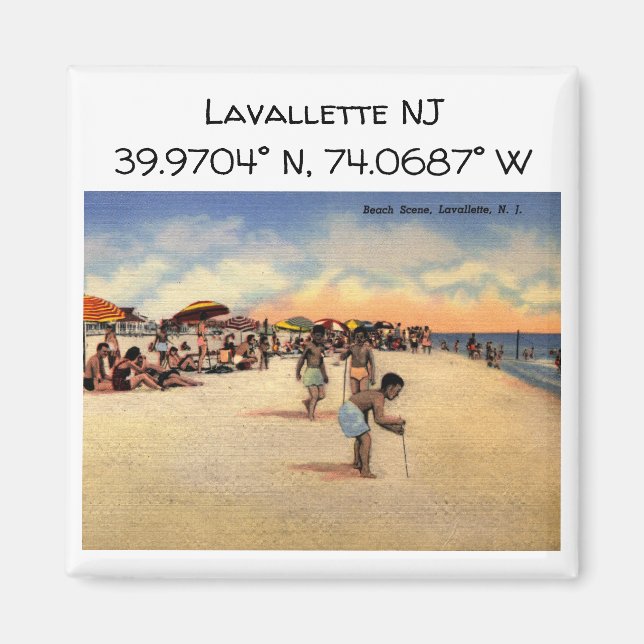 Lavallette NJ Map Koordiniert Vintagen Stil Magnet (Vorne)
