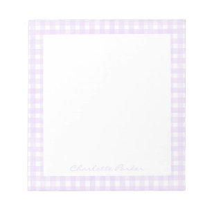 Lavanдель Gingham Benutzerdefinierter Name Notizblock