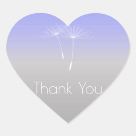 Lavanda Lila Gray Ombre Dandelion Vielen Dank Herz-Aufkleber
