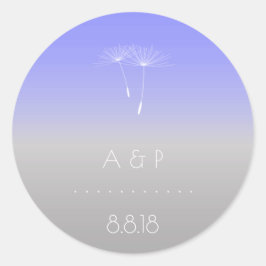 Lavanda Lila Gray Pastel Ombre Dandelion Runder Aufkleber