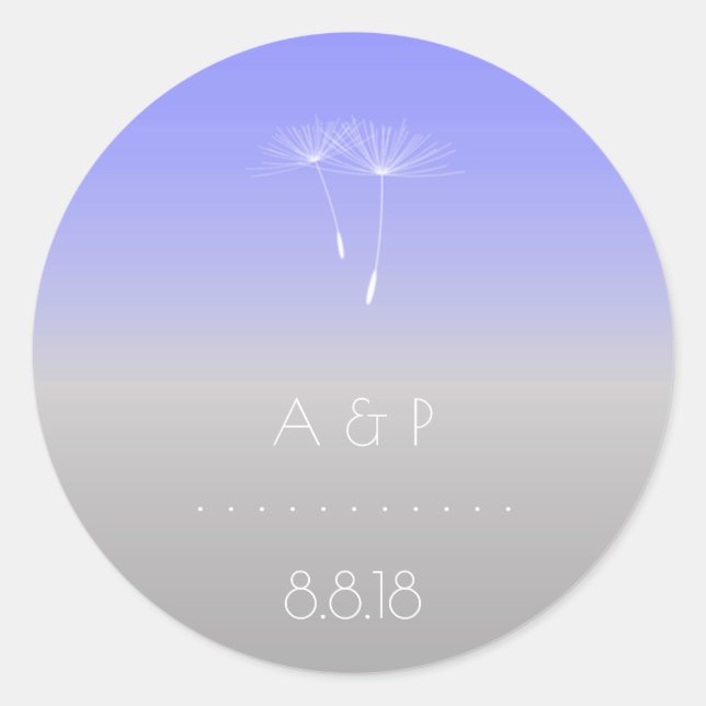 Lavanda Lila Gray Pastel Ombre Dandelion Runder Aufkleber (Vorderseite)