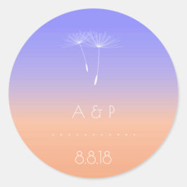 Lavanda Peach Gray Pastel Ombre Dandelion Runder Aufkleber