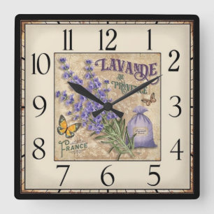 Lavande de Provence Quadratische Wanduhr