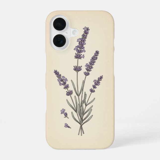 Lavande Vintage Stylisée iPhone 16 Hülle (Rückseite)