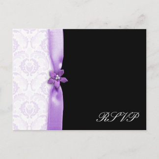 Lavander & Black Damask Wedding Pack Einladungspostkarte