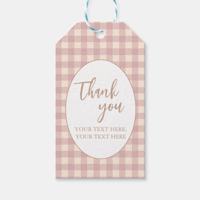 Lavander blass lila Gingham Preppy Bauer Market Geschenkanhänger (Vorderseite)