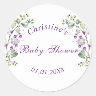 Lavander Blume Baby Shower Baby Shower Classic Runder Aufkleber