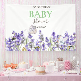 Lavander Butterflies Botanical Baby Shower Banner