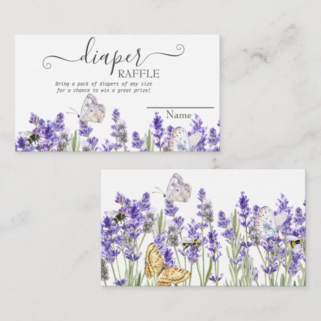 Lavander Butterflies Botanical Baby Shower Begleitkarte (Vorne/Hinten)