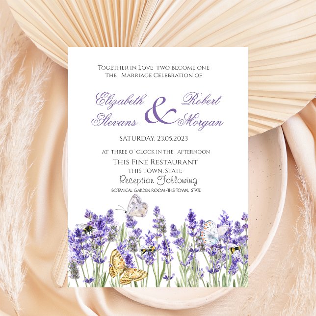 Lavander Butterflies Botanische Hochzeit Einladung (Von Creator hochgeladen)