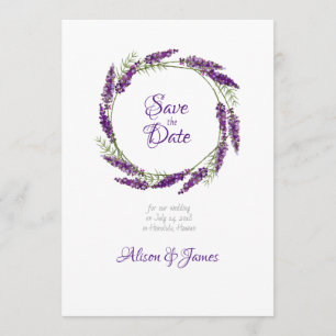 Lavander Kranzhochzeit speichern das Datum Save The Date