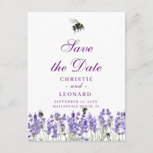 Lavander Lila Simple Save the Date Postkarte