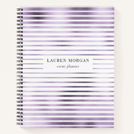 Lavander Metallic Stripes Monogramm-Notebook Notizbuch