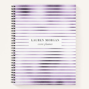 Lavander Metallic Stripes Monogramm-Notebook Notizbuch