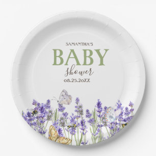 Lavander-Schmetterlinge Botanische Babyparty Pappteller