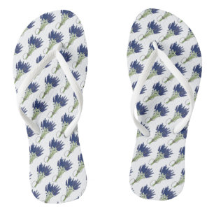 Lavandula Lavender Bouquet Floral Print Lila Flip Flops