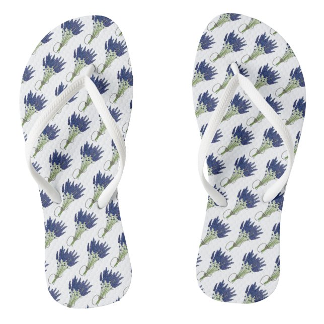 Lavandula Lavender Bouquet Floral Print Lila Flip Flops (Fußbett)