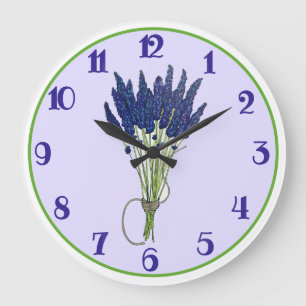 Lavandula Lavender Bunch Kraut Lila Blumengarten Große Wanduhr