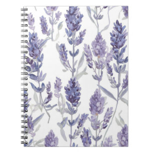 Lavanfelder   Lila Wasserfarben-Blumenmuster Notizblock