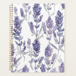 Lavanfelder Lila Wasserfarben-Blumenmuster Planer