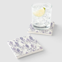 Lavanfelder | Lila Wasserfarben-Blumenmuster Steinuntersetzer