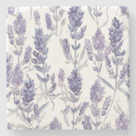 Lavanfelder | Lila Wasserfarben-Blumenmuster Steinuntersetzer