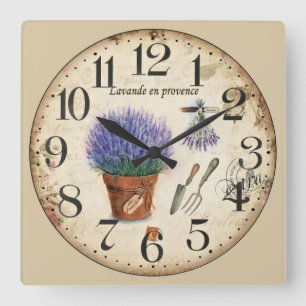Lavende en Provence Quadratische Wanduhr