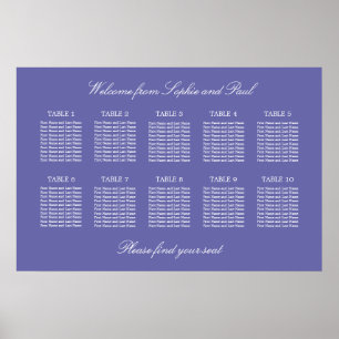 Lavendel 10 Tisch Hochzeitsstühle Chart Poster
