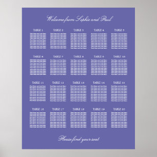 Lavendel 20 Tabelle Hochzeitsstempelplakat Poster