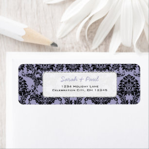 Lavendel 7 Black Vintag Damask Rücksendeadresse