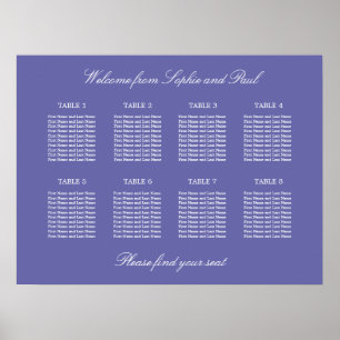 Lavendel-8-Tisch-Hochzeits-Sitzplan-Plakat Poster